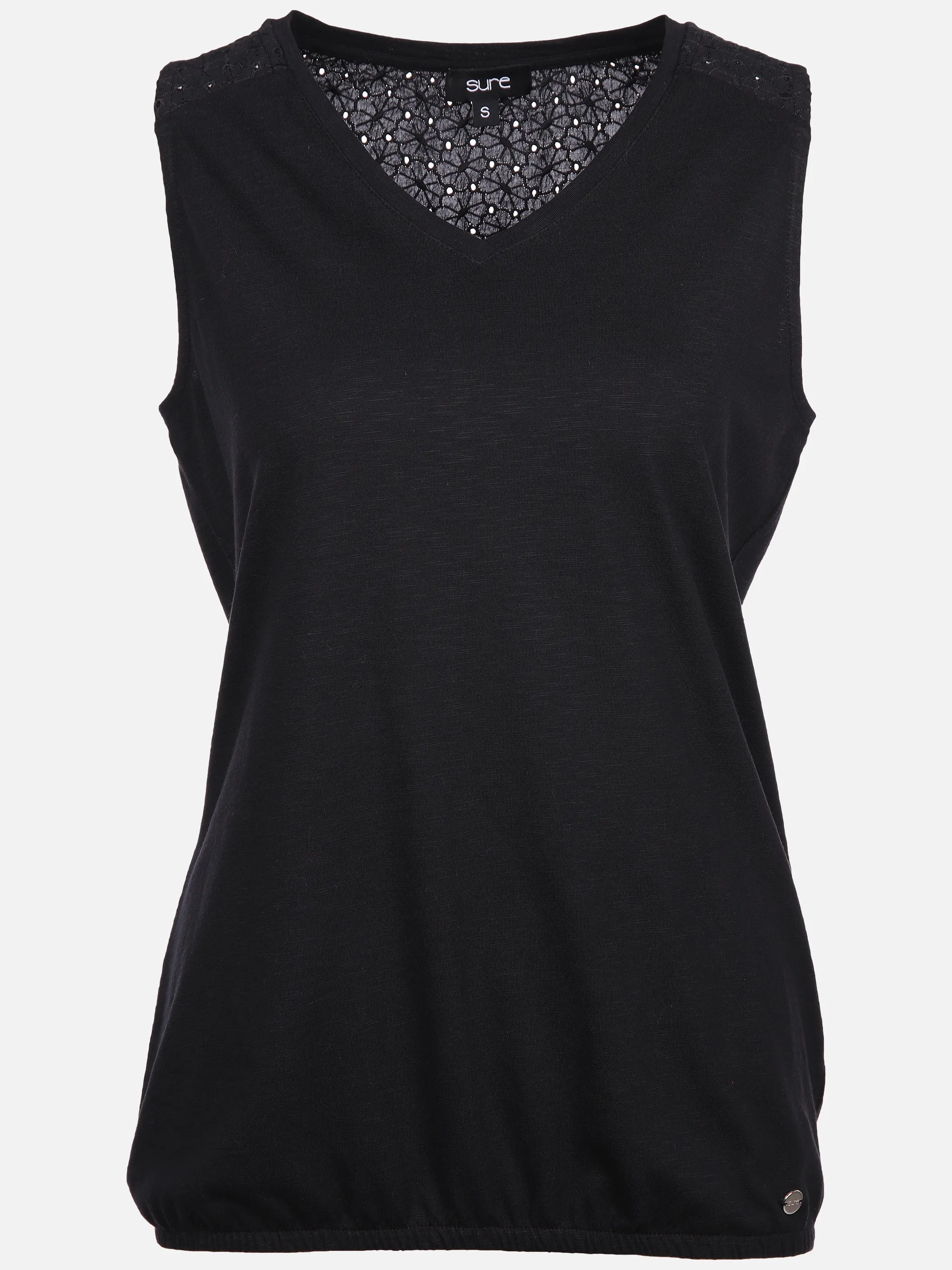 Damen Jerseytop mit Spitzenpasse