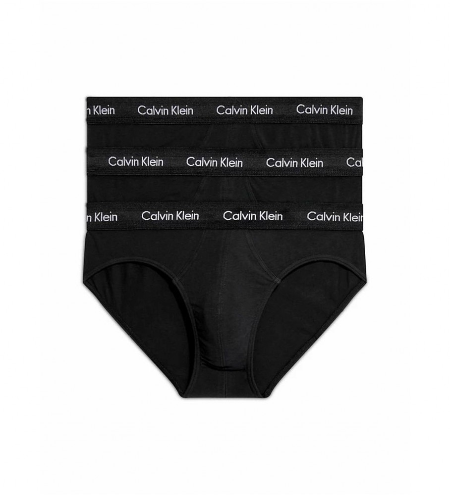 Conjunto de 3 camisolas Calvin Klein em algodão elástico preto