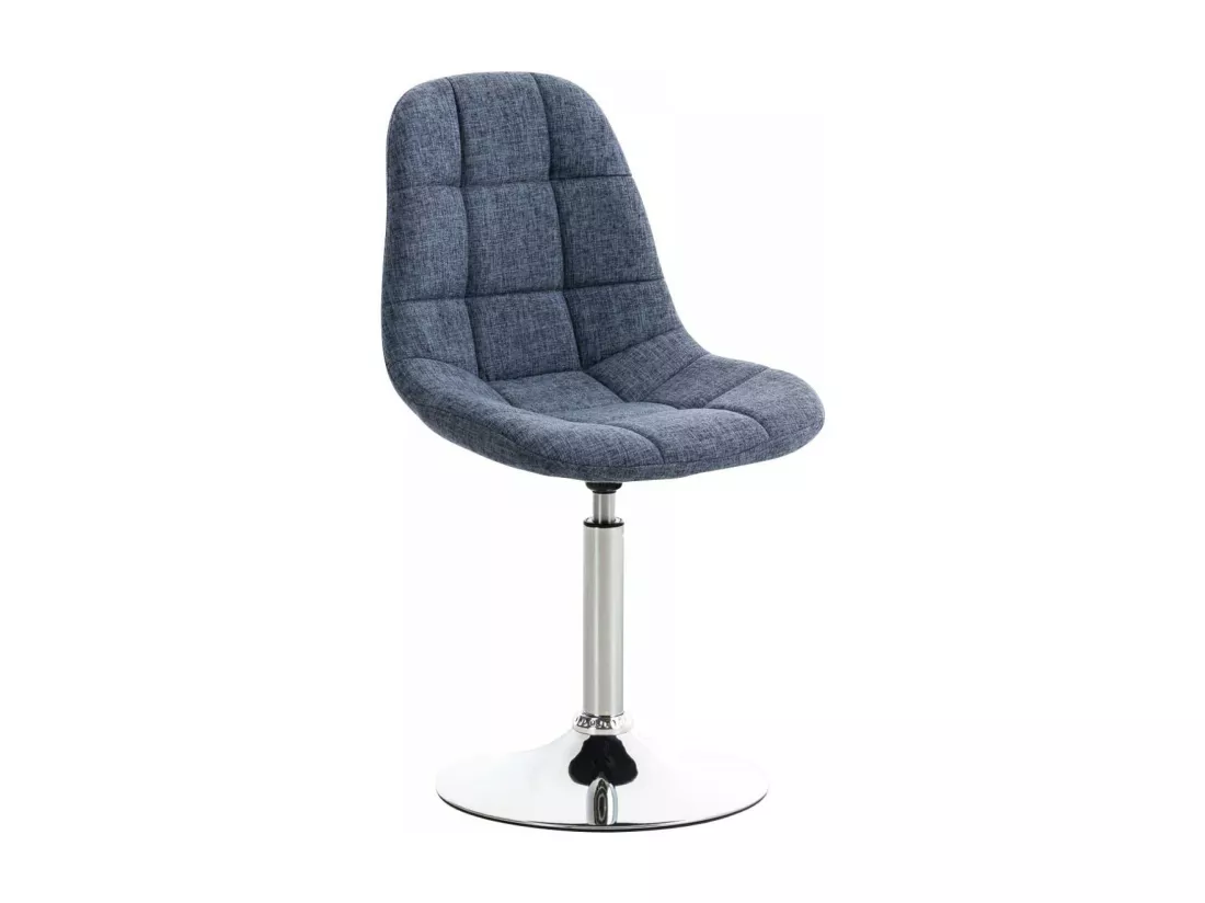 Chaise de bureau - Tissu & Métal chromé - Bleu - Emil
