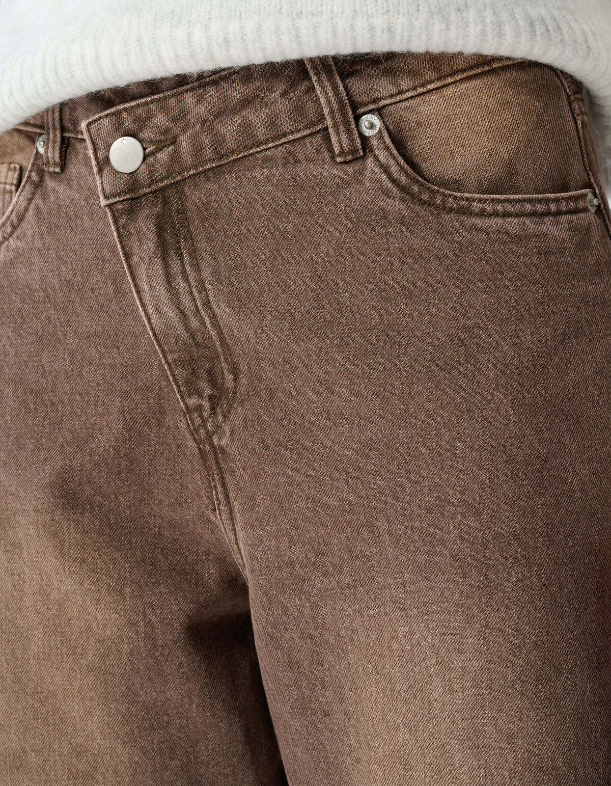 Asymmetric Barrel Fit Jeans Washed Bruin