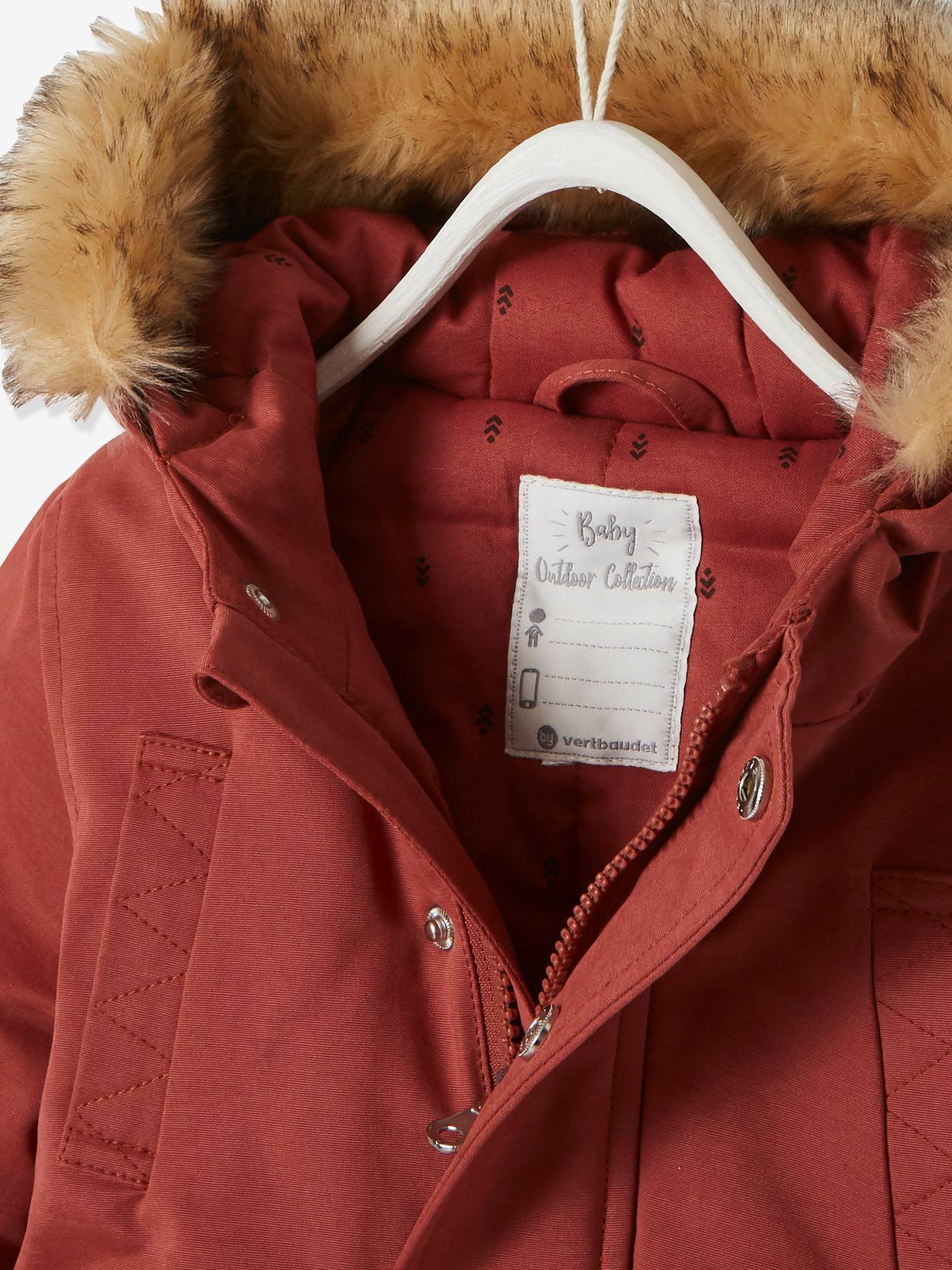 Parka com capuz para bebê menina, lisa, tamanho médio, vermelha