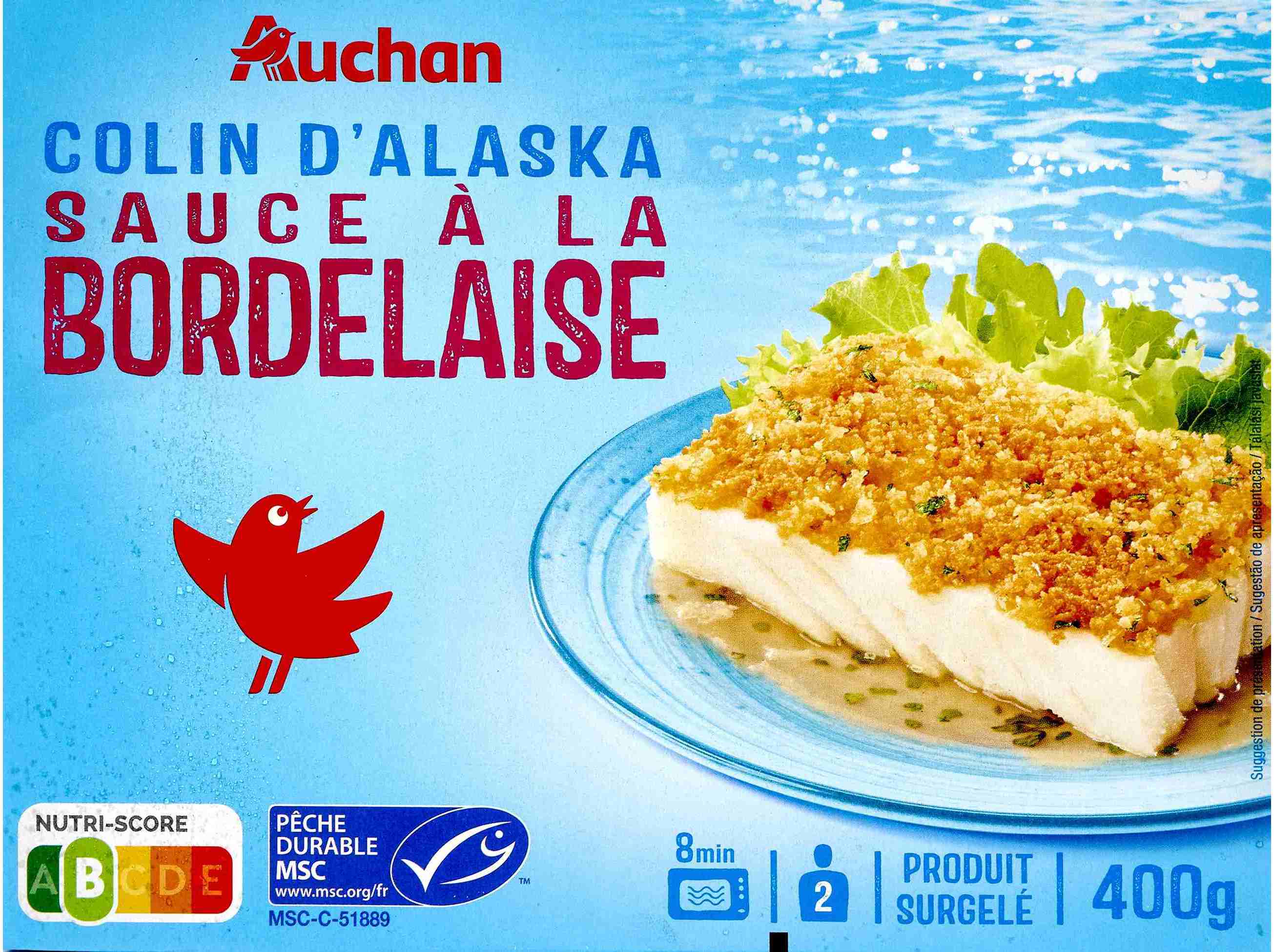 FILETES ESCAMUDO-DO-ALASCA AUCHAN MOLHO BORDELAISE 2UN 400G