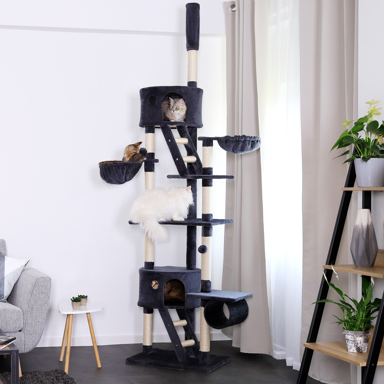 Lionto Kratzbaum XXL, Höhenverstellbar (230 - 250 cm) dunkelgrau
