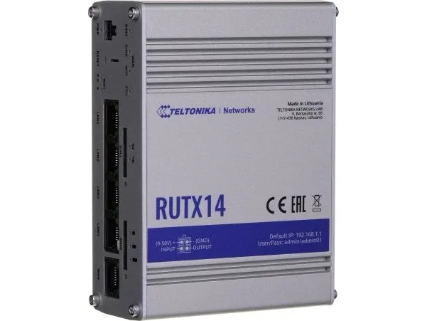 Teltonika RUTX14 - Trådløs router - WWAN 5-port switch - 1GbE - Wi-Fi 5 - Dual Band - 3G