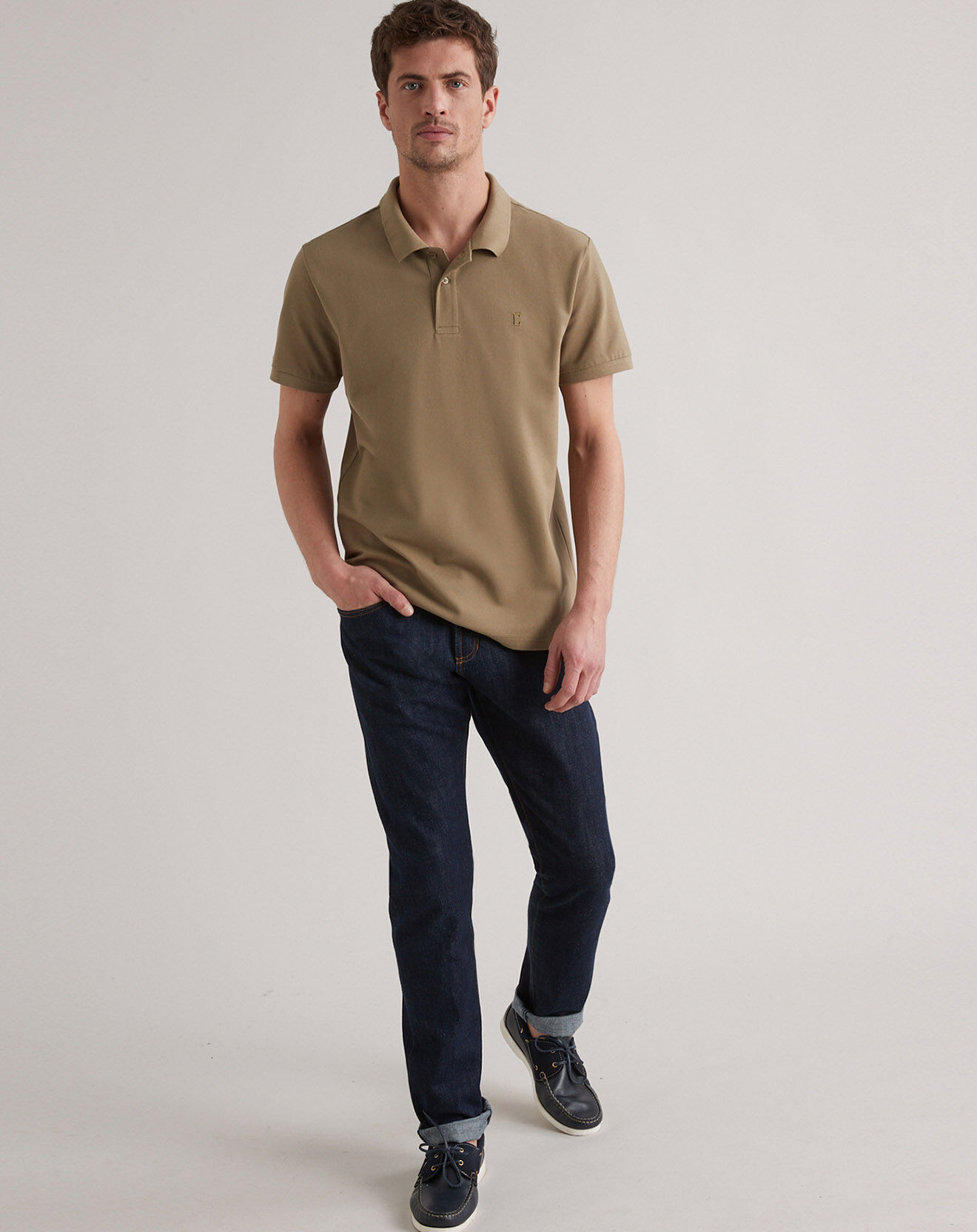Cyrillus Polo en maille piquée 100% Coton Bio vert olive