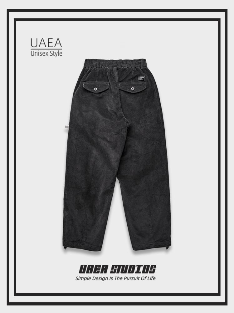 Chuoku - Corduroy broek met trekkoord in de taille, losvallend