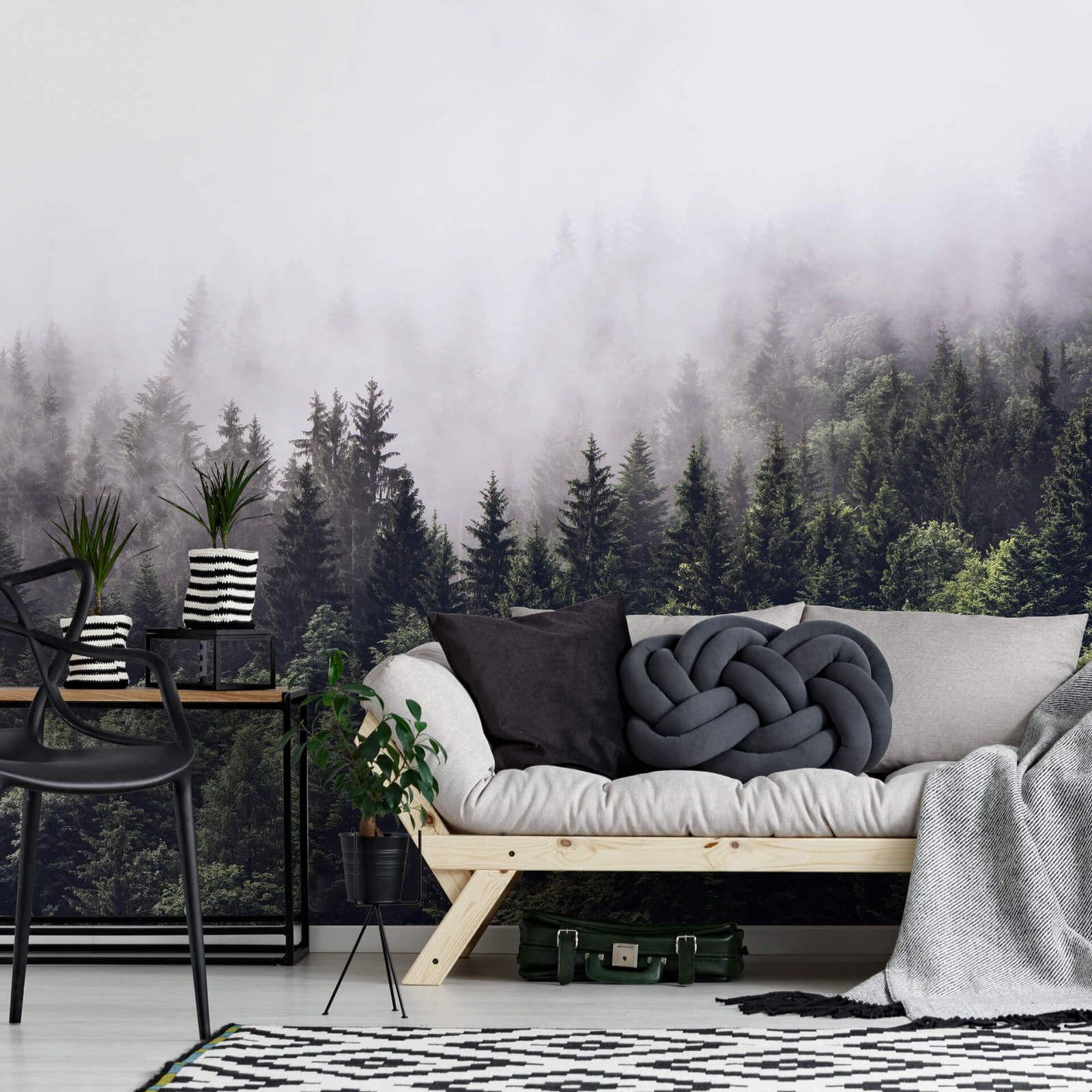 Fototapete DESIGNWALLS 2.0 - grün-weiß - Wald - 2,6 Meter