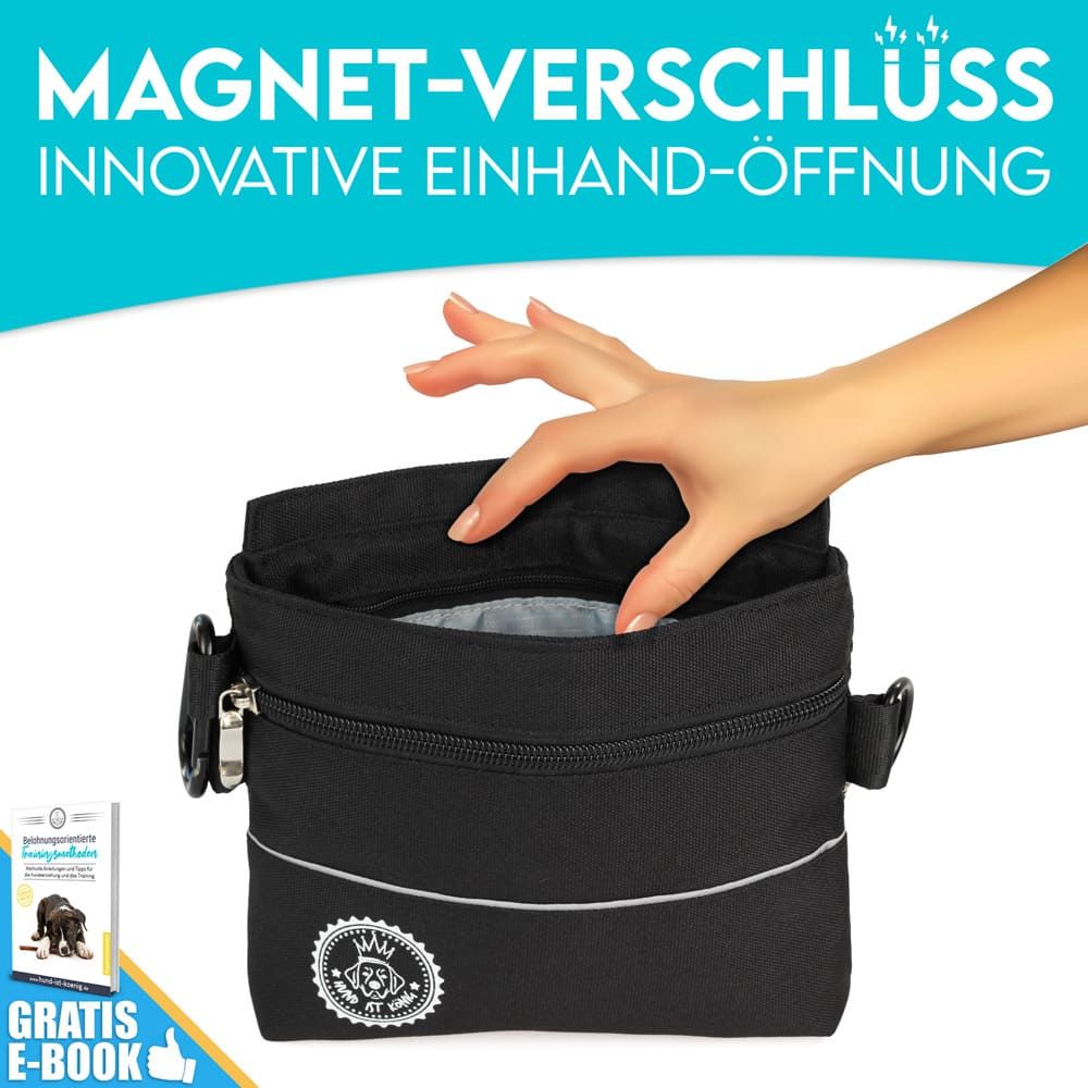 HUND IST KÖNIG® Leckerlietasche für Hunde mit Einhand-Magnet-Verschluss für Gassi & Hundetraining