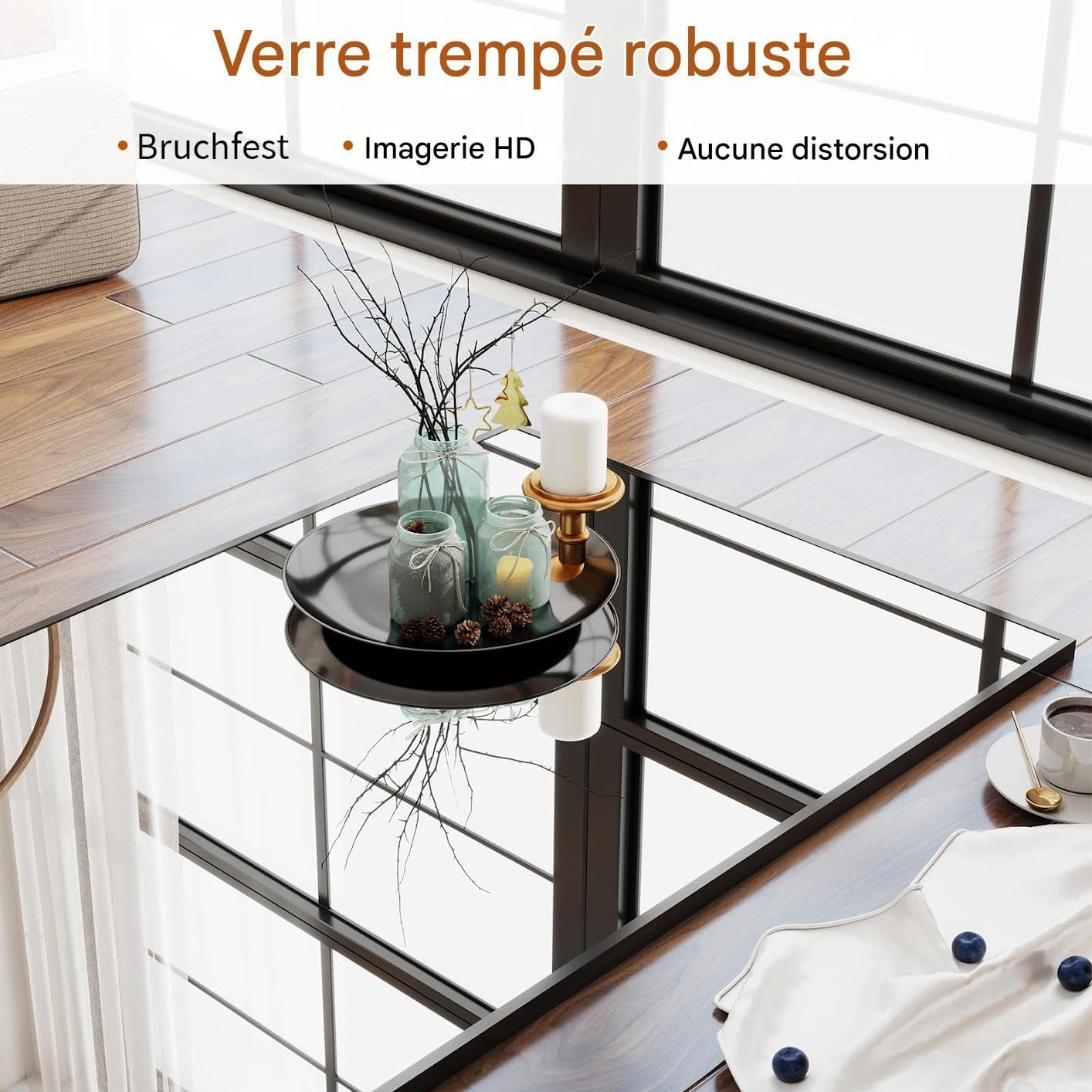 Koonmi 171 x 76 cm Standspiegel, robust Ganzkörperspiegel mit minimalistische schmaler Aluminiumrahmen, modern großer Wandspiegel stehend oder hängend für Wohnzimmer und Schlafzimmer, Schwarz