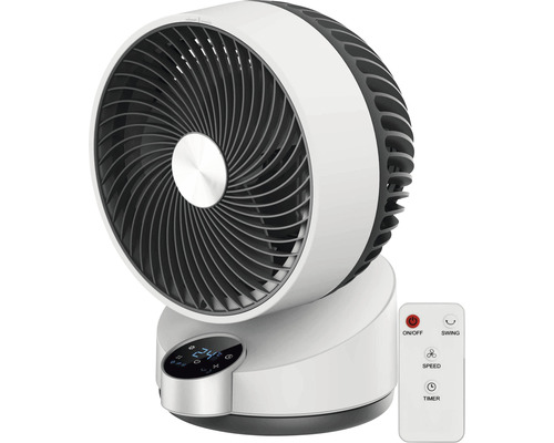 Penguin tafelventilator, Ø 24,5 cm, 50 W, kunststof, wit/zwart, met timer, touchbediening en afstandsbediening