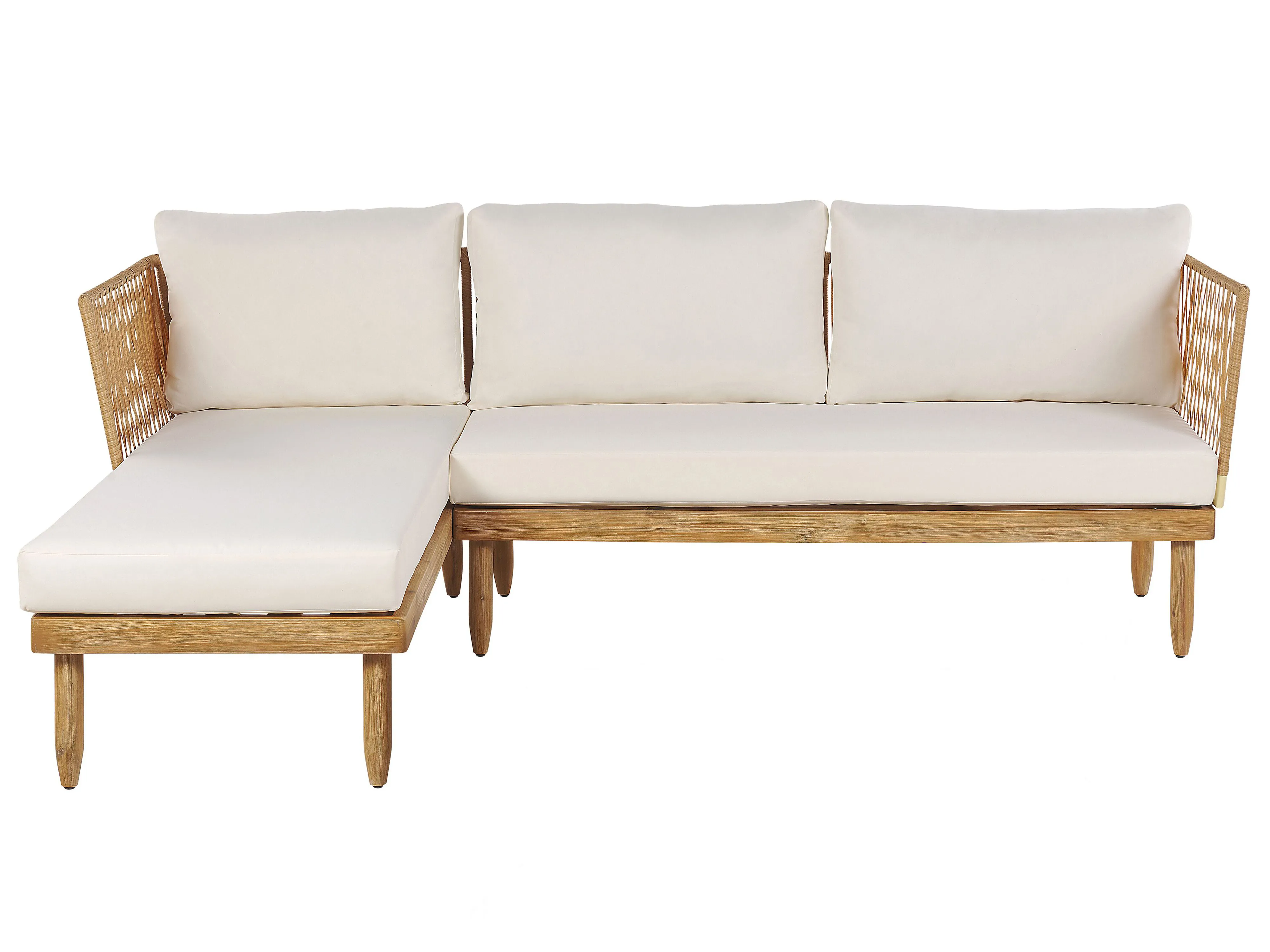 Loungeset met tafel 4-zits CREMONA rechtszijdig Acaciahout Gebroken wit