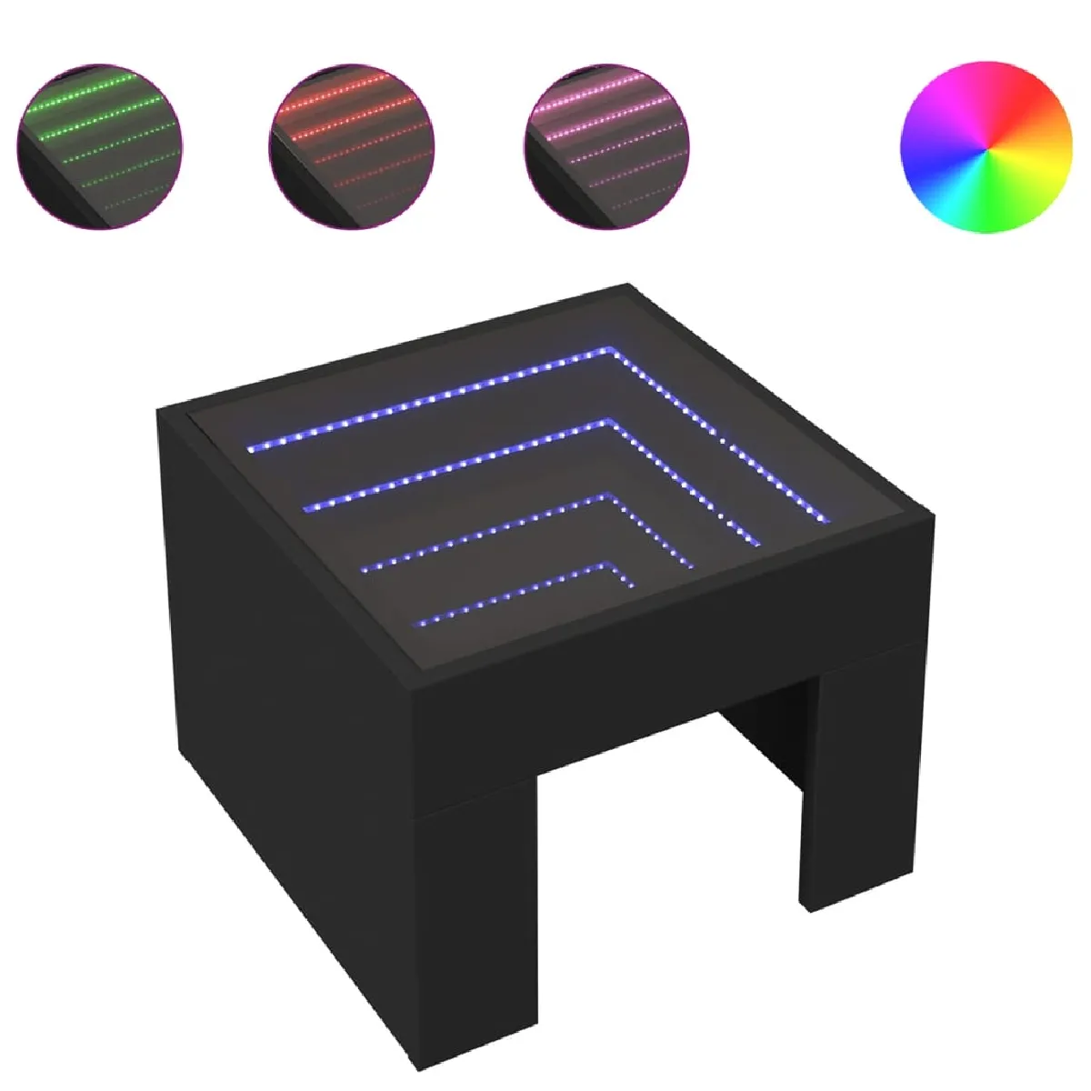 VidaXL Table de chevet LED - Noir