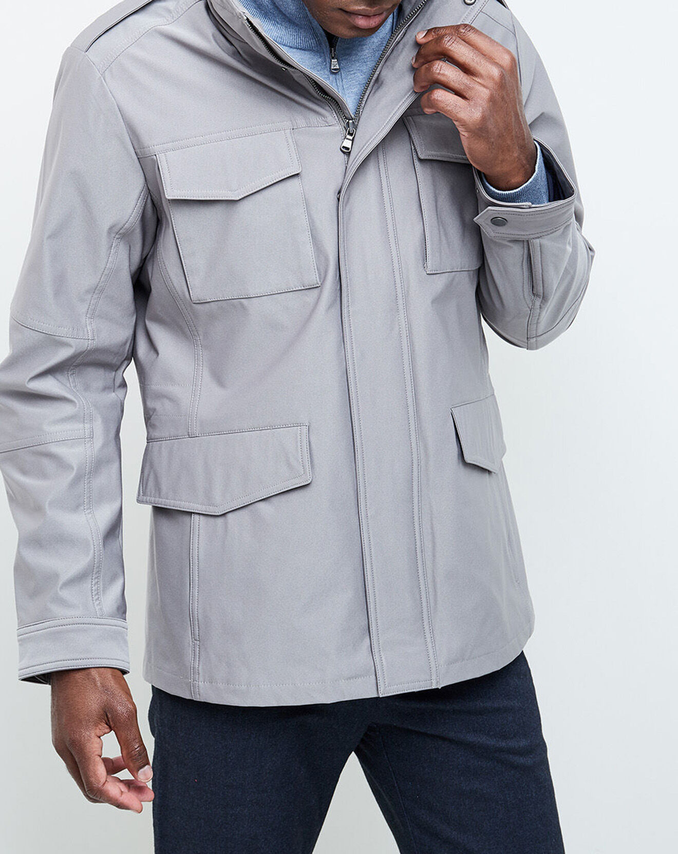 Hackett London Veste Saharienne imperméable gris clair