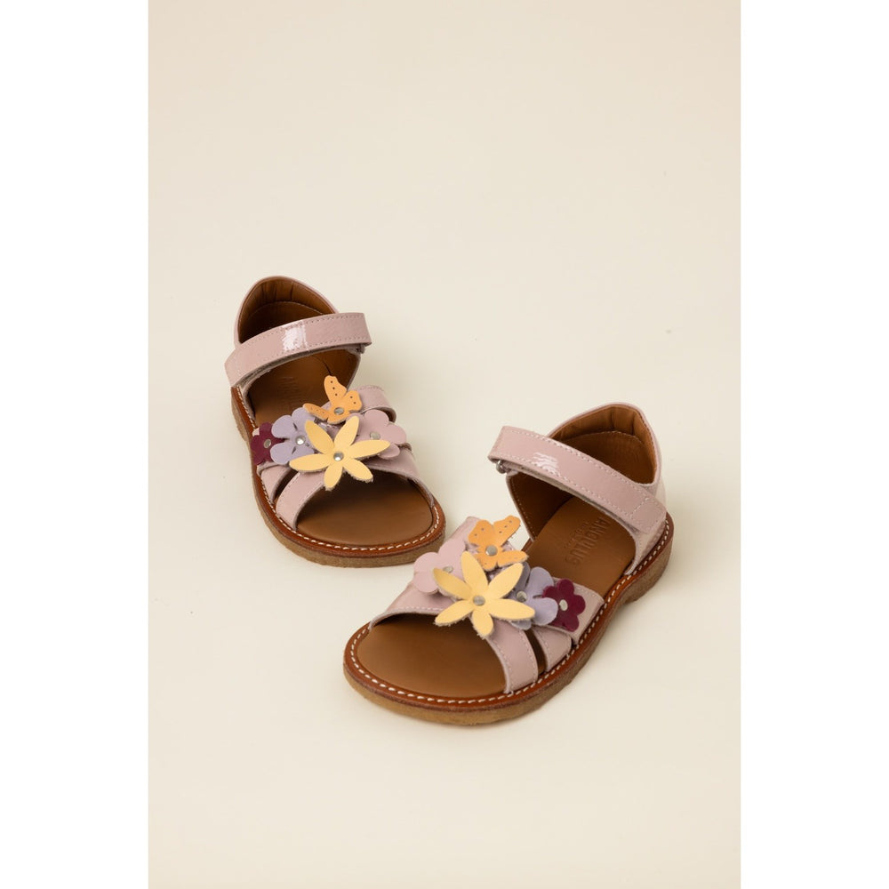 Køb Angulus Rosebud Sandal Med Multifarvede Blomsterapplikationer