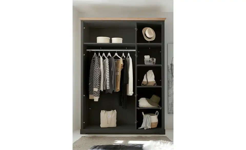 Kleiderschrank Jasmin II Graphit, Asteiche (Nachbildung) 160 cm