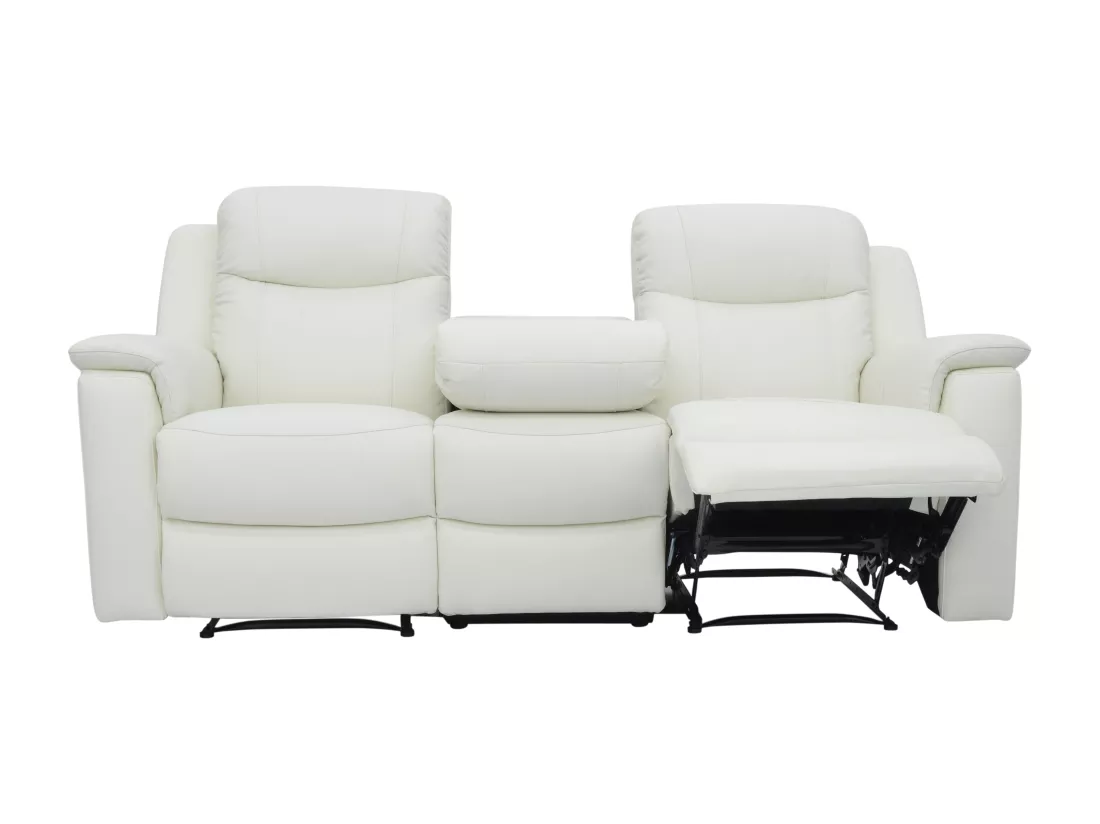 Canapés 3 places 2 places et un fauteuil relax EVASION en cuir - Blanc ivoire
