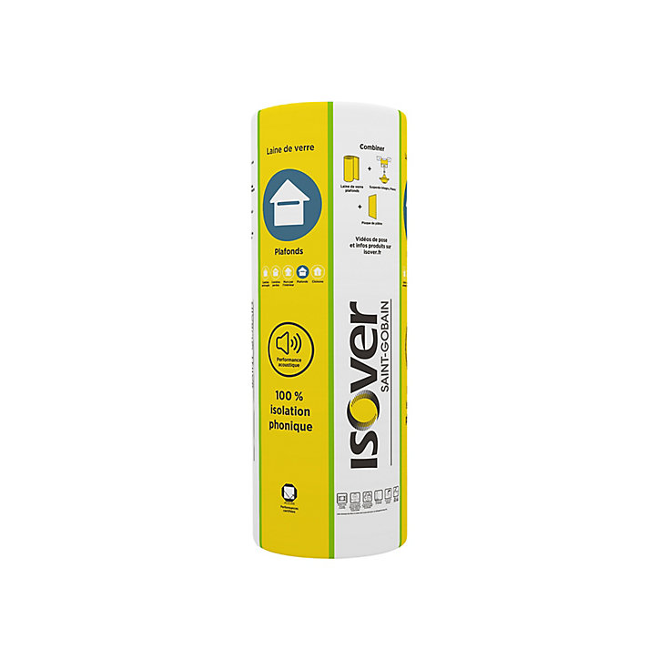 Laine de verre Plafonds supérieurs ISOVER ép.120 mm - Rouleau kraft 1,2 x 4,7 m R. 3,4 m².K/W