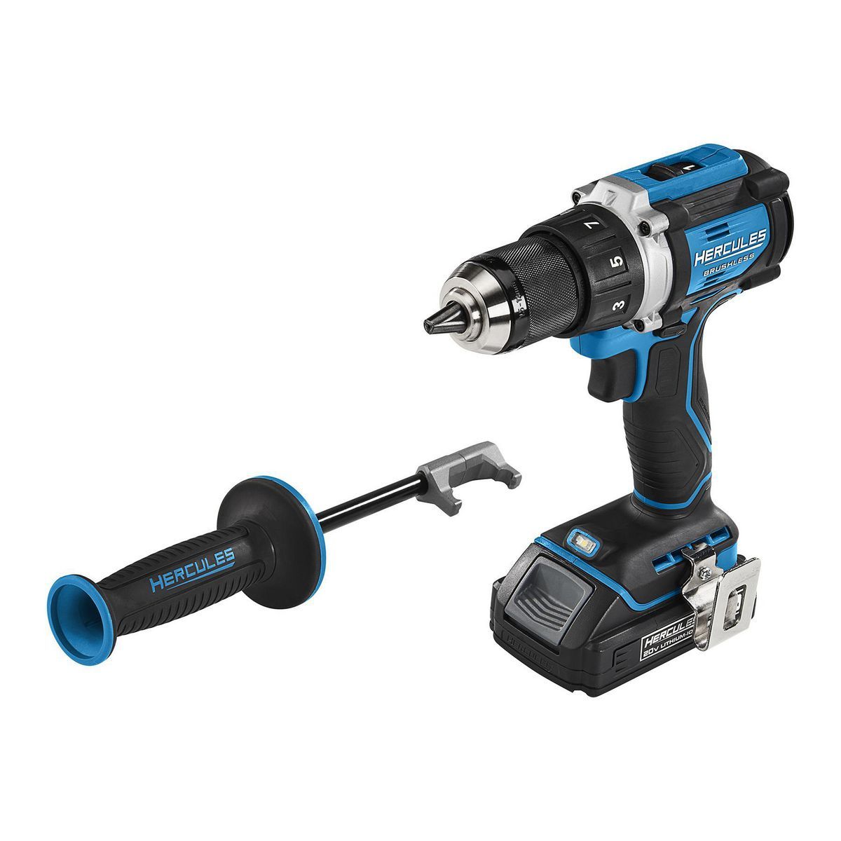 HERCULES20V Brushless Cordless 1/2 in. Drill/Driver Kit with Side Handle