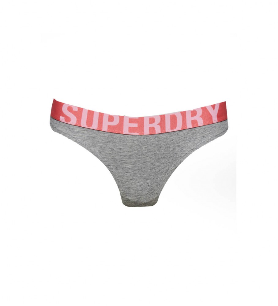 Superdry Braguita tipo bikini de algodn orgnico con logotipo grande gris