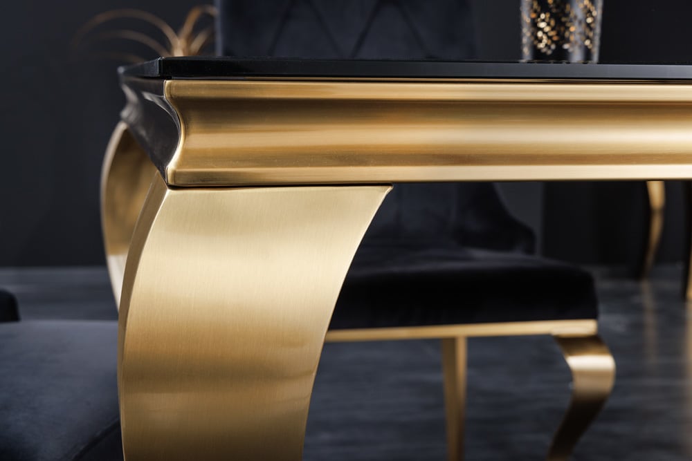 riess-ambiente Esstisch MODERN BAROCK - 180cm schwarz gold Edelstahl Opalglas Tischplatte