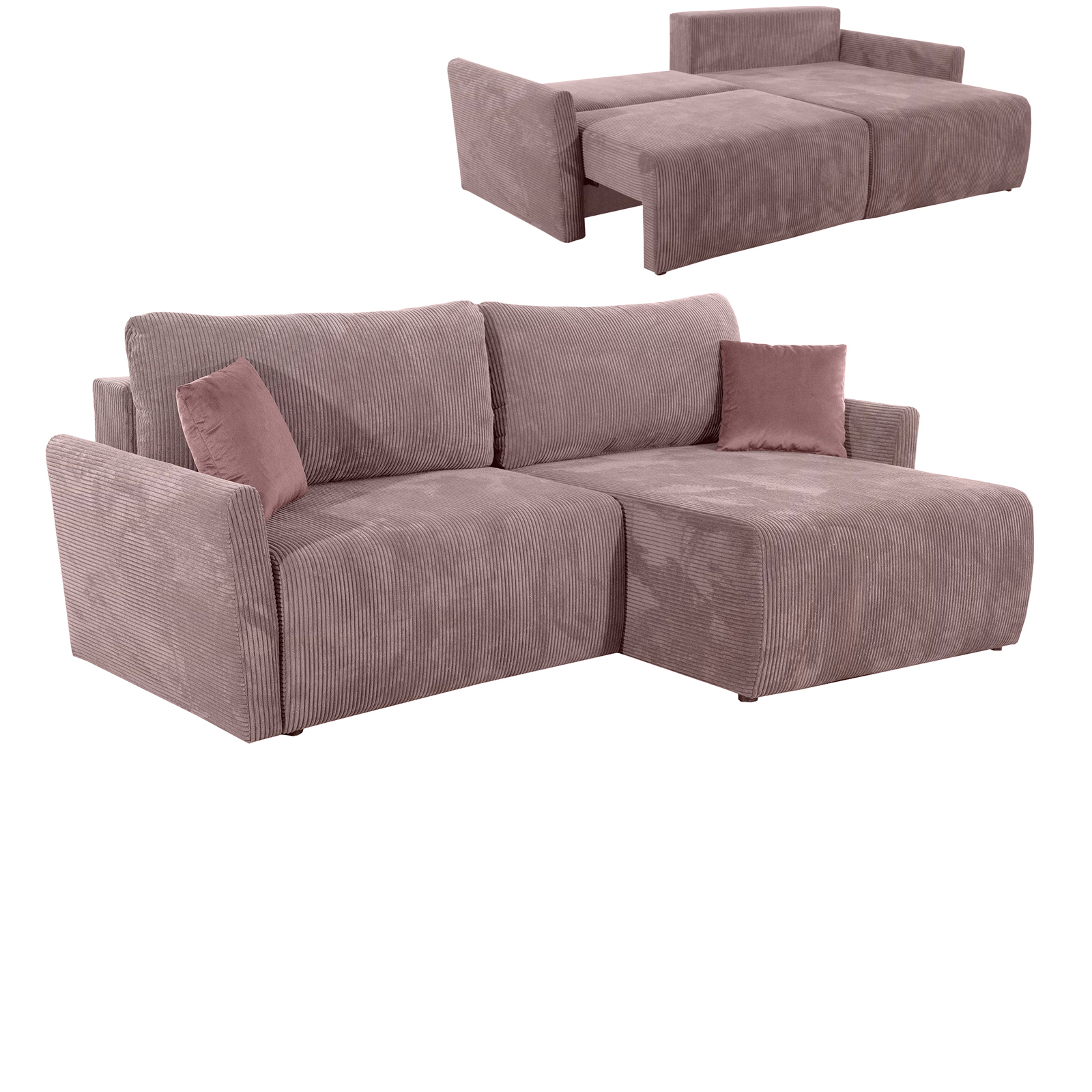 Ecksofa - flamingo - Liegefunktion und Bettkasten