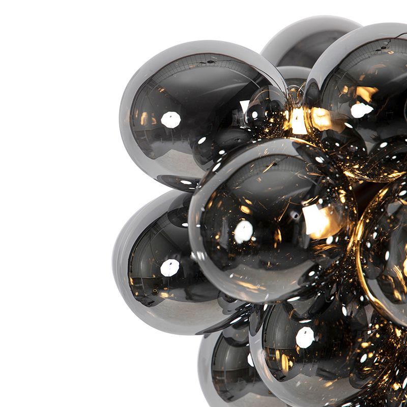 Design hanglamp zwart met smoke glas 8-lichts rond - Uvas
