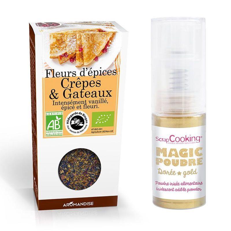 Fleurs d'épices Crêpes et gâteaux + Poudre irisée dorée Youdoit