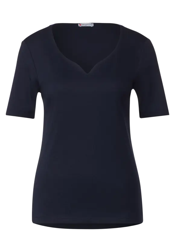 Shirt mit Herz-Ausschnitt - deep blue