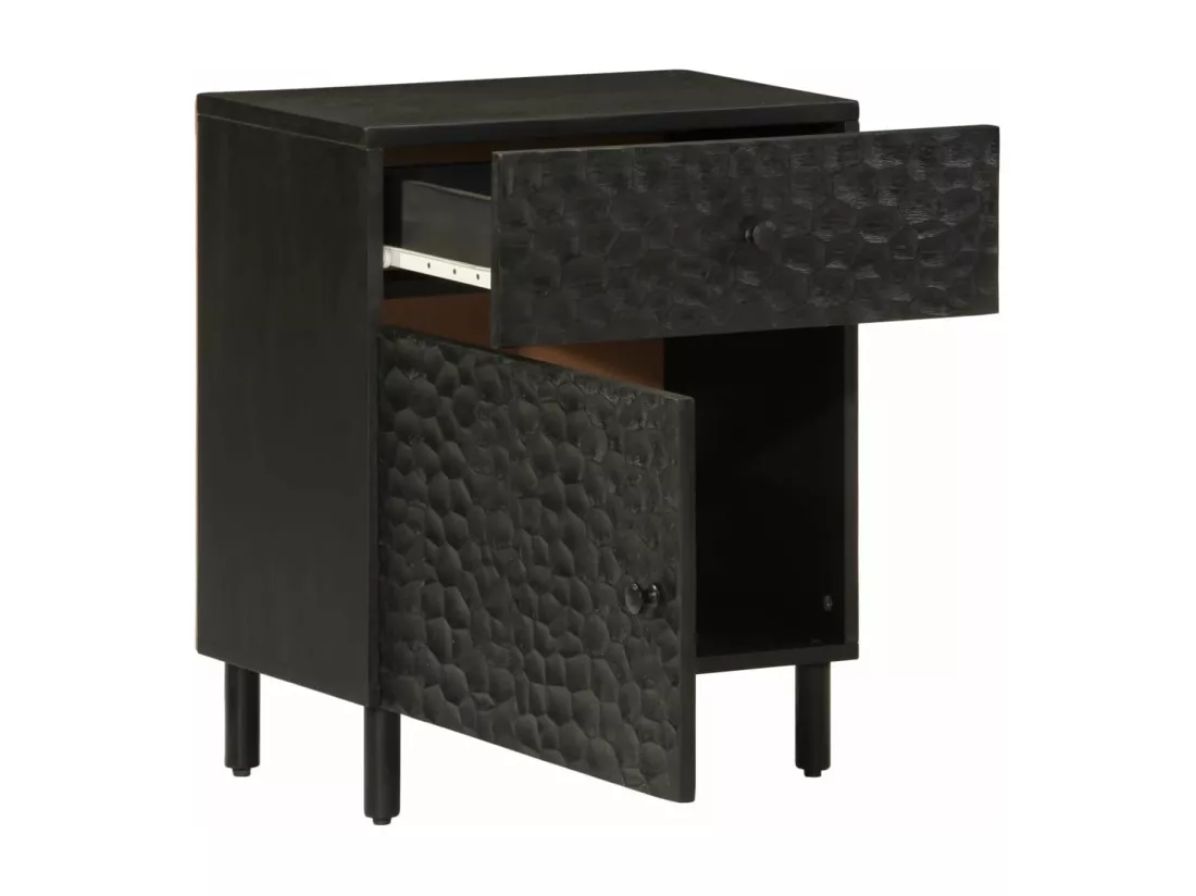 Prolenta Premium - Table de chevet noir 50x33x60 cm bois de manguier massif