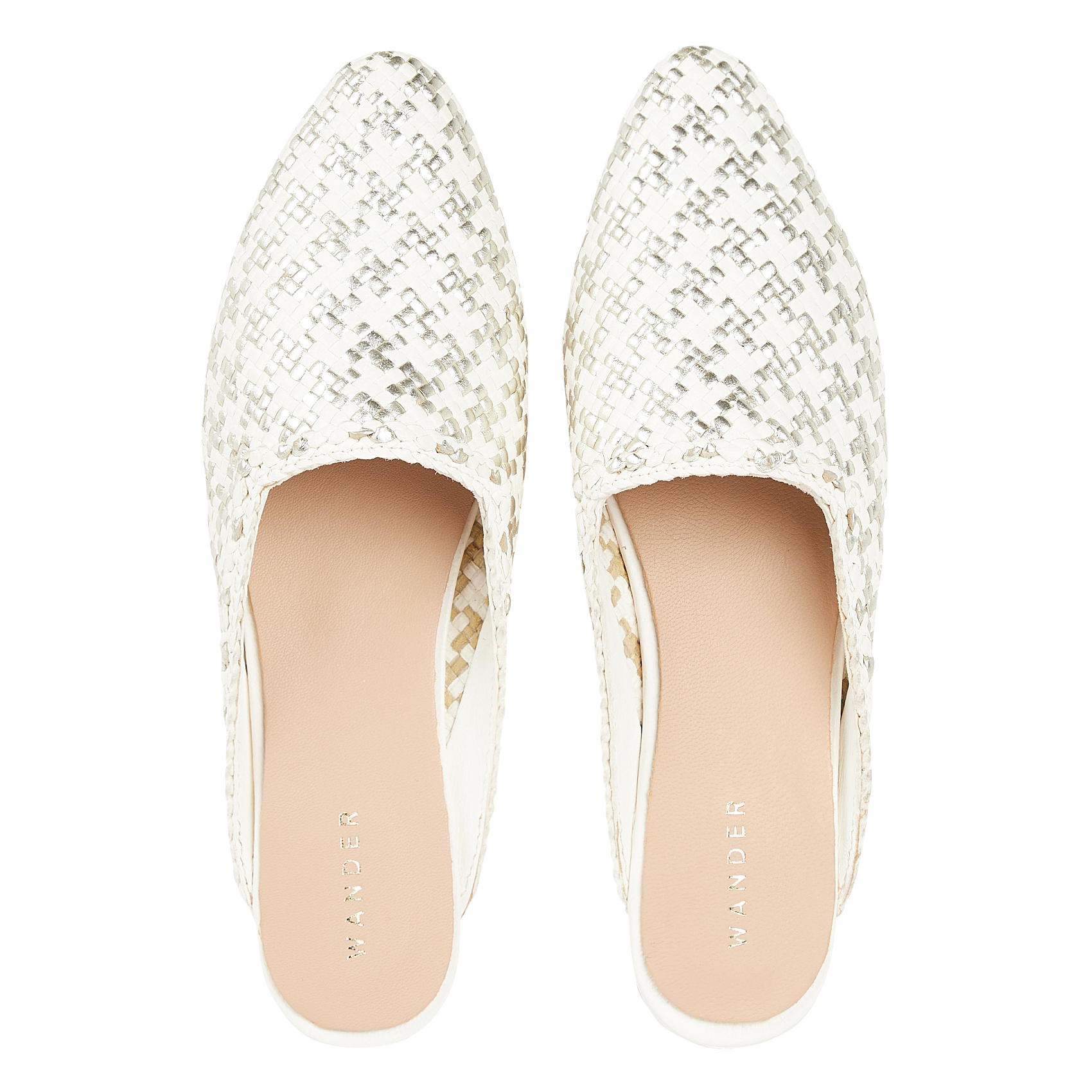 MILANO - Mules à bout pointu en cuir tressé | Blanc