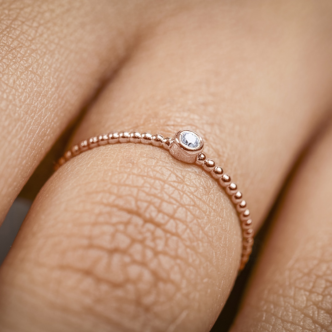 Damenring 750/18 K Roségold mit Diamant 0.03 ct H/si by CHRISTIAN