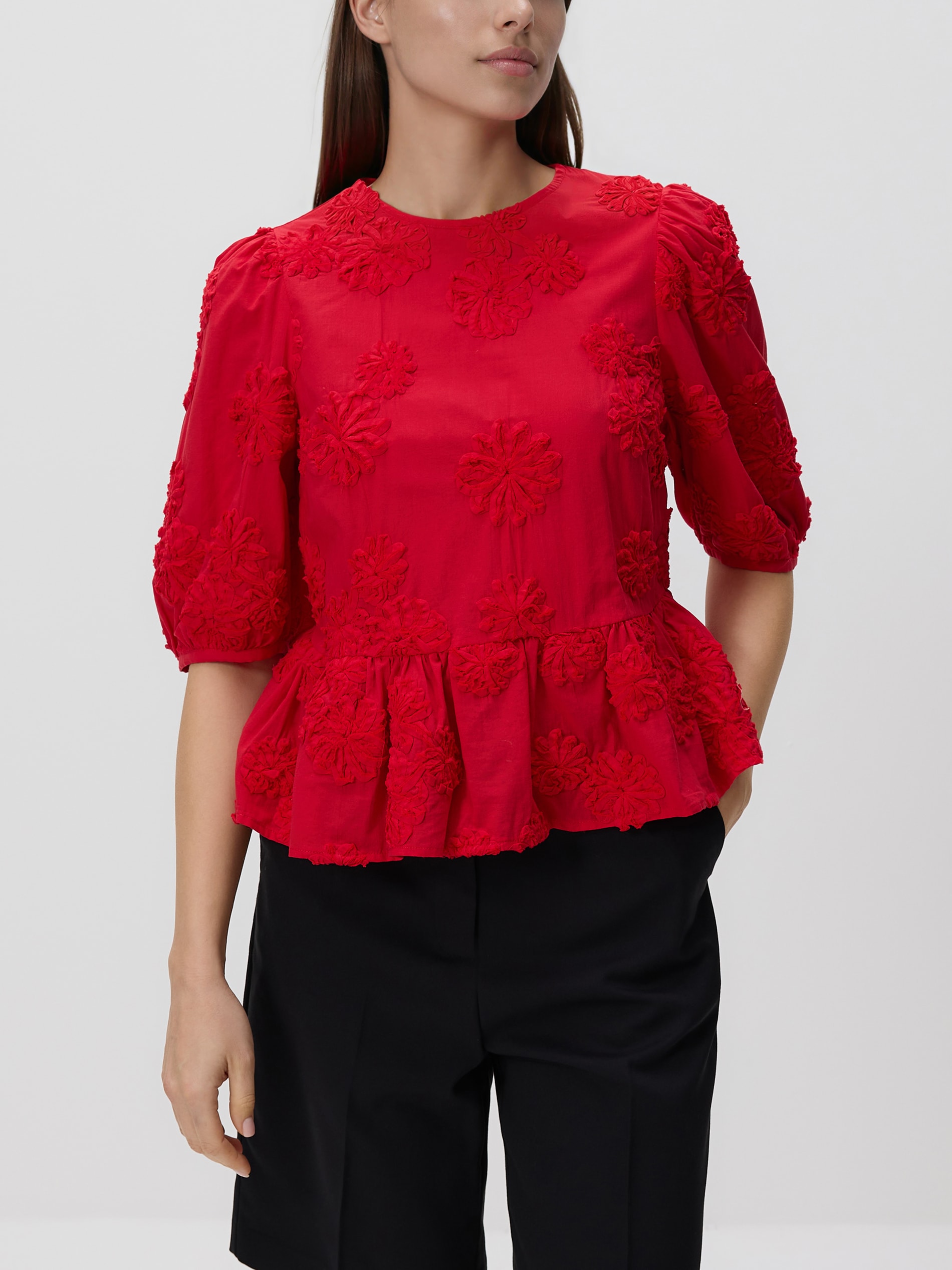 Bluse mit Dekorativer Stickerei