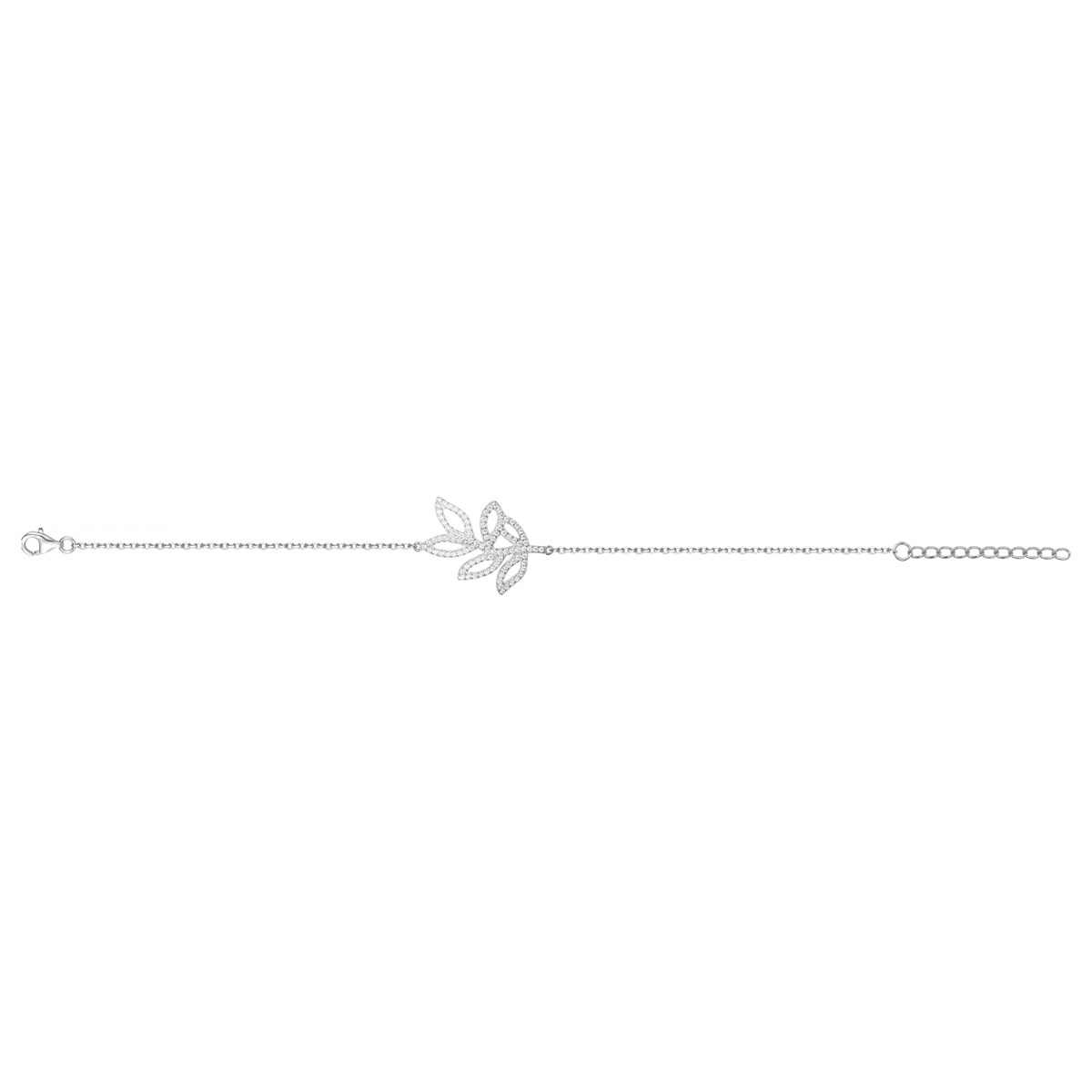Bracelet souple mono-motif en Argent avec oxyde de zirconium blanc