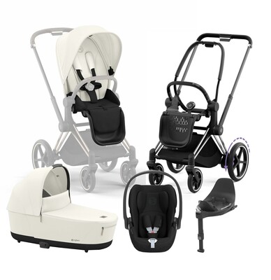 Cybex e-Priam Duovogn inkl. Cloud T & Base, Off White/Chrome Black
