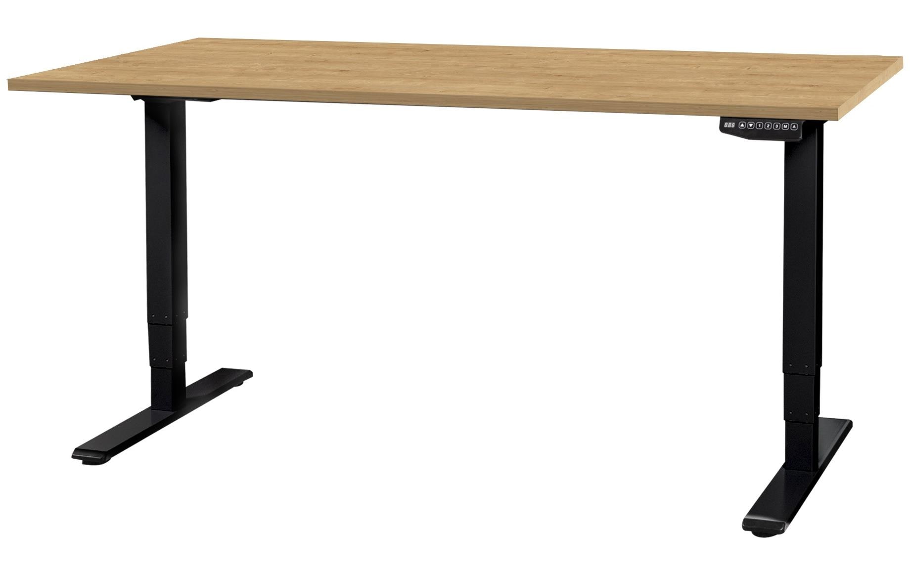 Stehtisch 1.6 x 0.8 m, Eiche / Schwarz<br>Elektrisch höhenverstellbarer Tisch