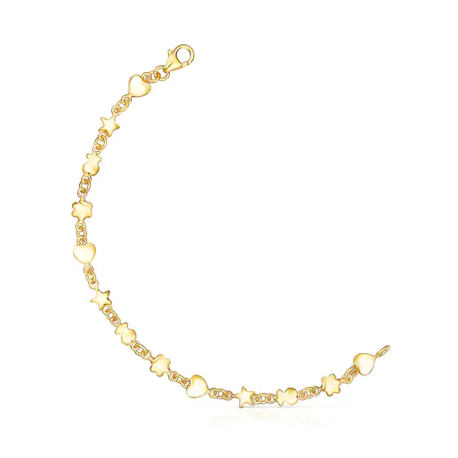 Pulseira Mini Icons com banho de ouro 18k sobre prata.