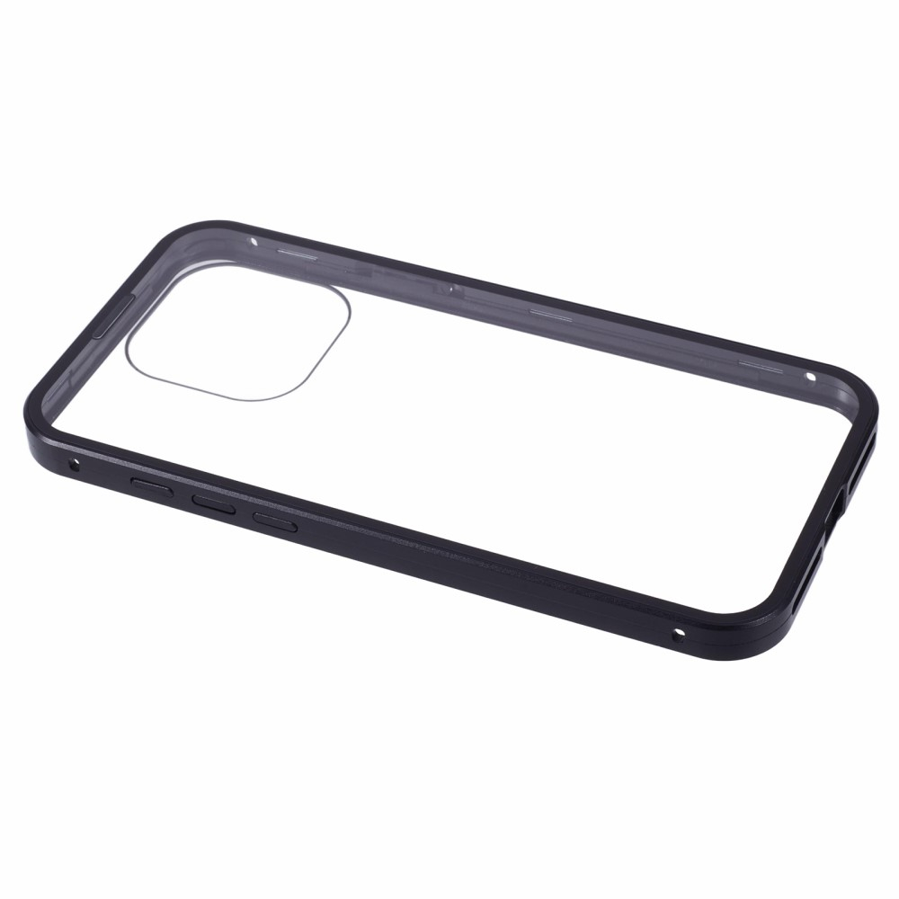 iPhone 16 Pro Max Magnetische Alu Schutzhülle mit Panzer Glas Backcover   Displayschutz (Magnet-Technologie) - Schwarz