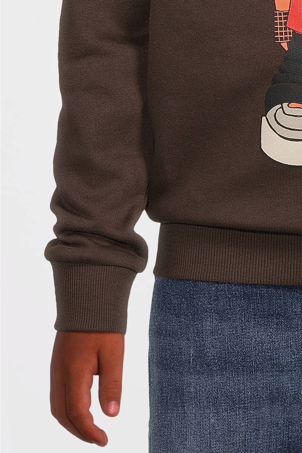 NAME IT sweater NKMOKLOKKEN met printopdruk donkerbruin