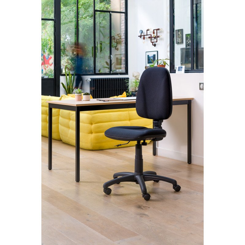 Chaise de bureau Twisty tissu Non feu M1 - avec ou sans accoudoirs - soutien lombaire - Mécanisme Contact permanent - Pieds noir