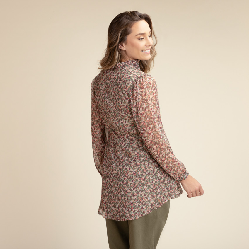 Chemise d'allaitement en voile de coton imprimé fleuri