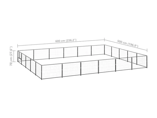 Chenil extérieur cage enclos noire 600 x 500 x 70 cm 02_0000521