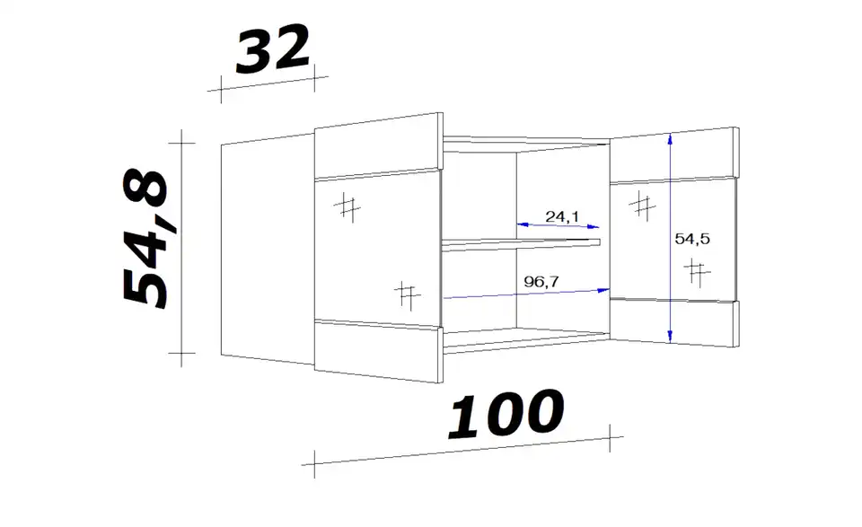 Glas-Hängeschrank Ens 100 cm