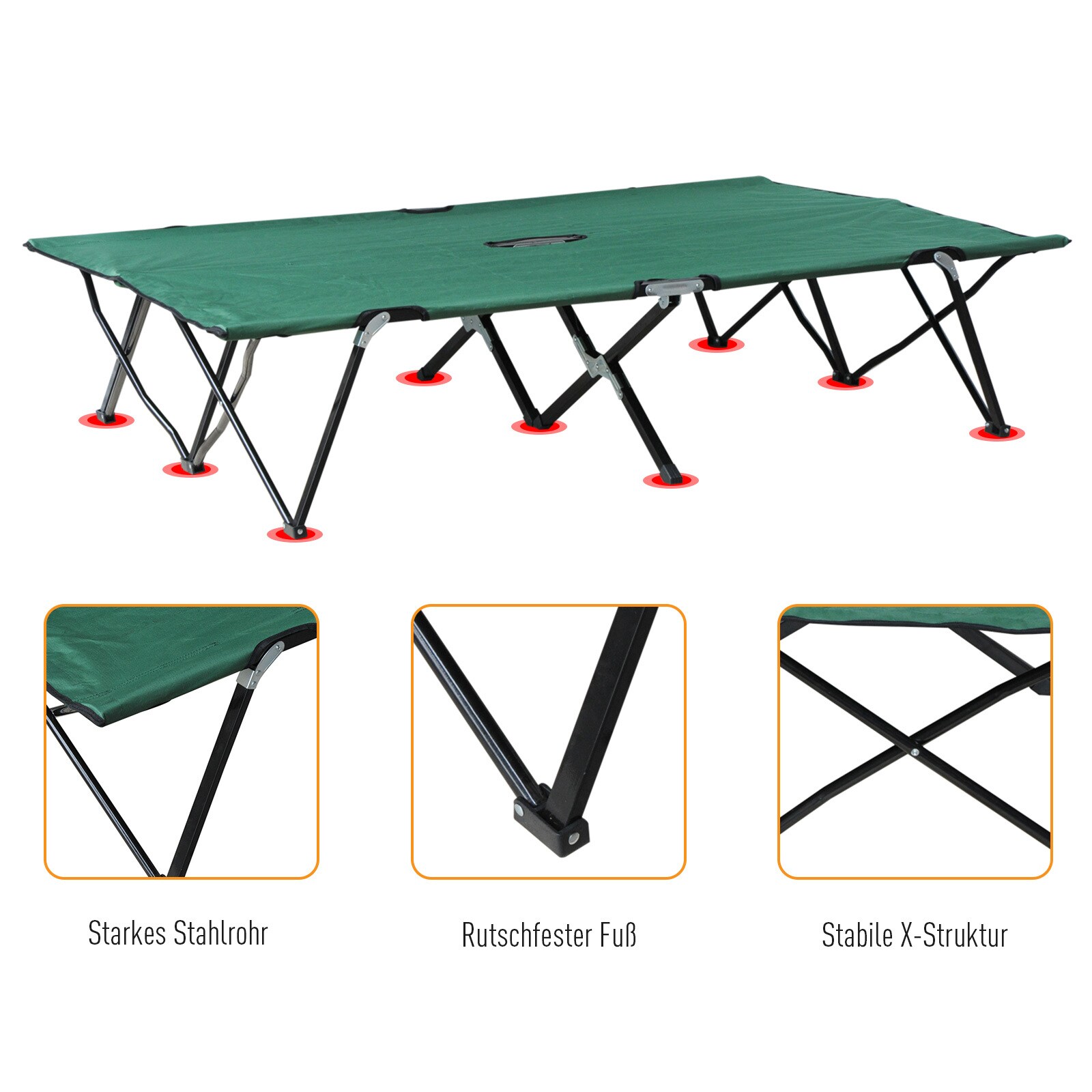 Outsunny Feldbett mit Tragetasche 193L x 125B x 40H cm