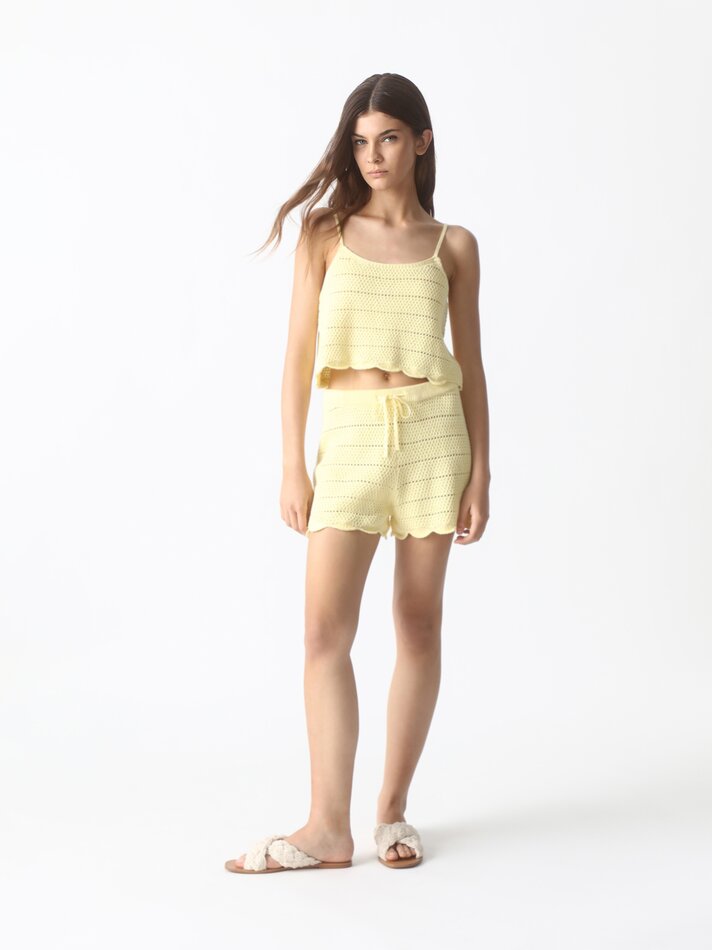 Top cropped de tricô - Amarelo