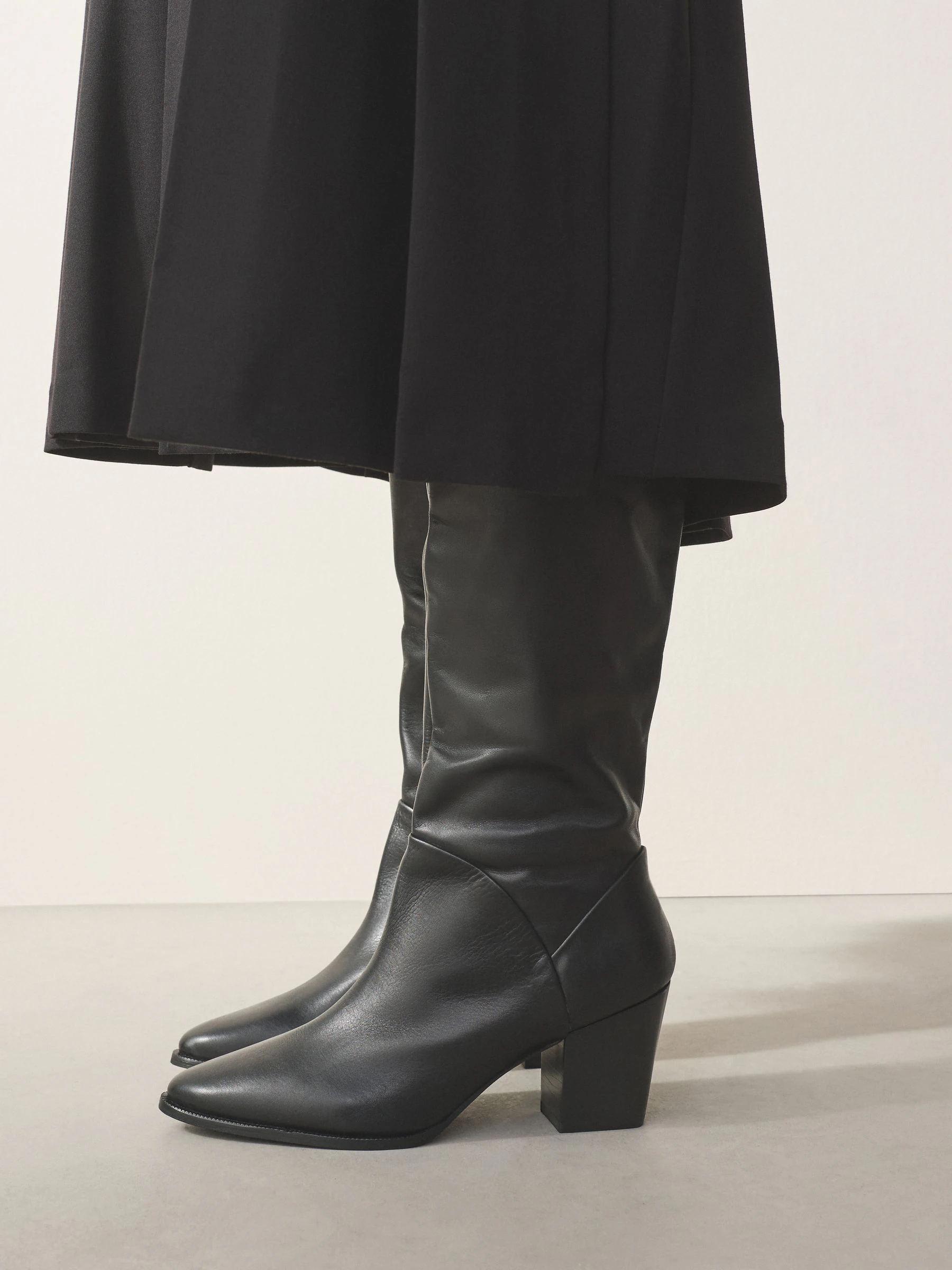 Zwart leer - Forever Comfort® Western Block Heel Knee High Boots