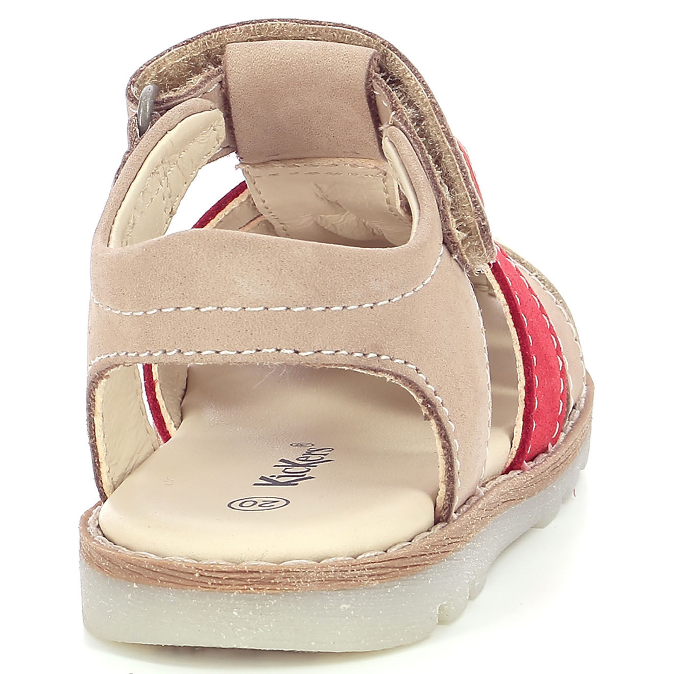 Kickers Sandales en Cuir Nonosti beige/rouge