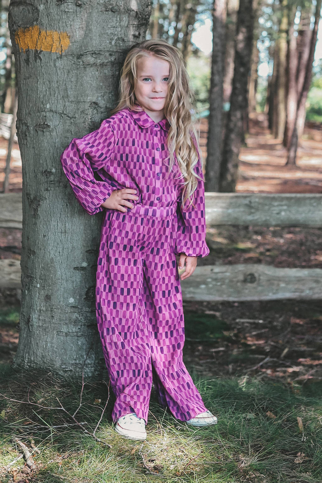 Your Wishes geruite blouse paars/roze