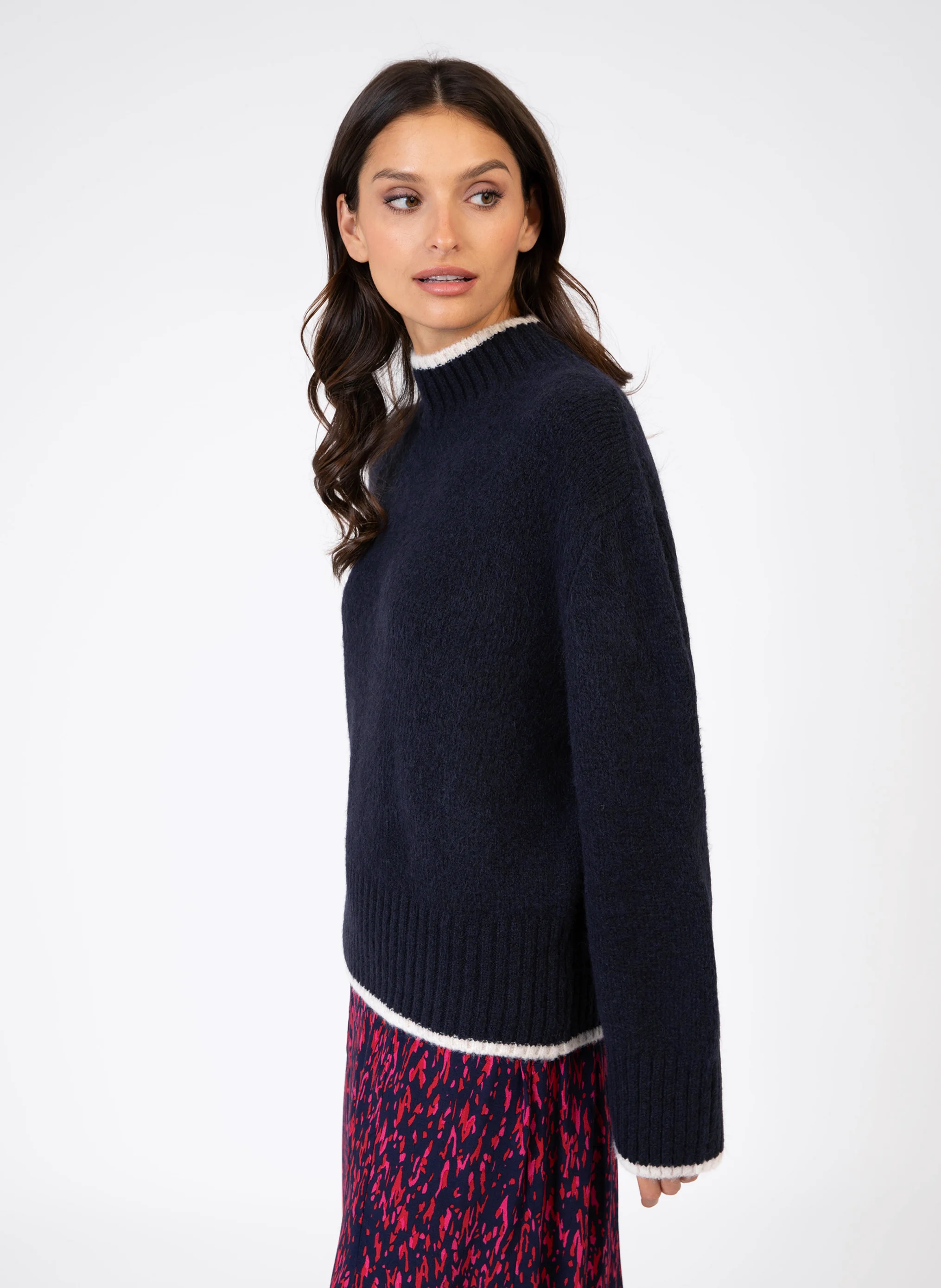 LEROLANA - Pull col montant | Bleu