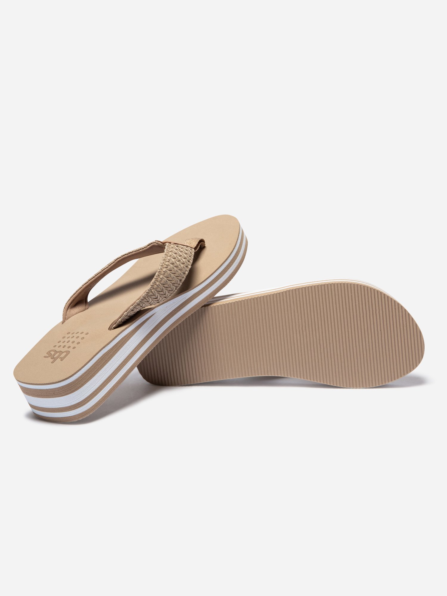 Tongs Compensées Femme Beige