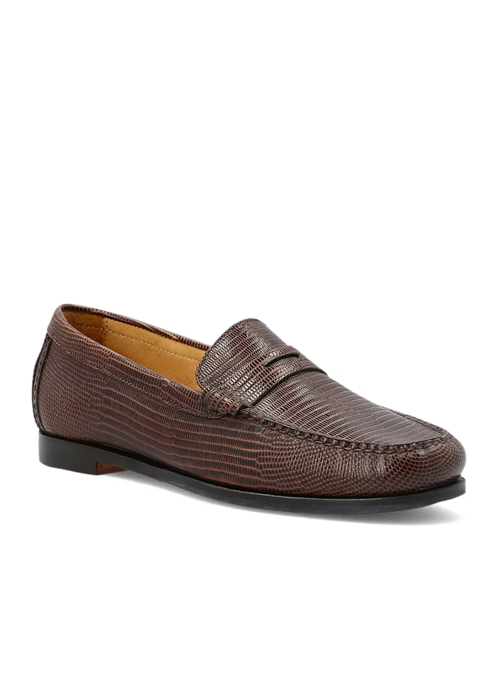 MOCASSIN W LIZARD CUIR MARRON